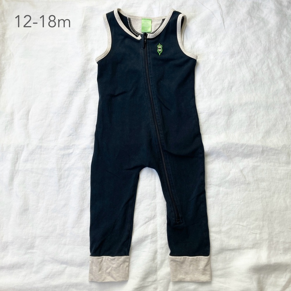 🪴5/$30 Peekaboo Beans 12-18 Months Toddler Black Sleeveless Pants Romper